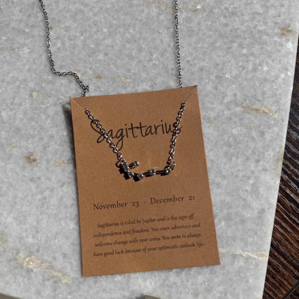 Silver Sagittarius Zodiac Constellation Necklace - Picture 3 of 4